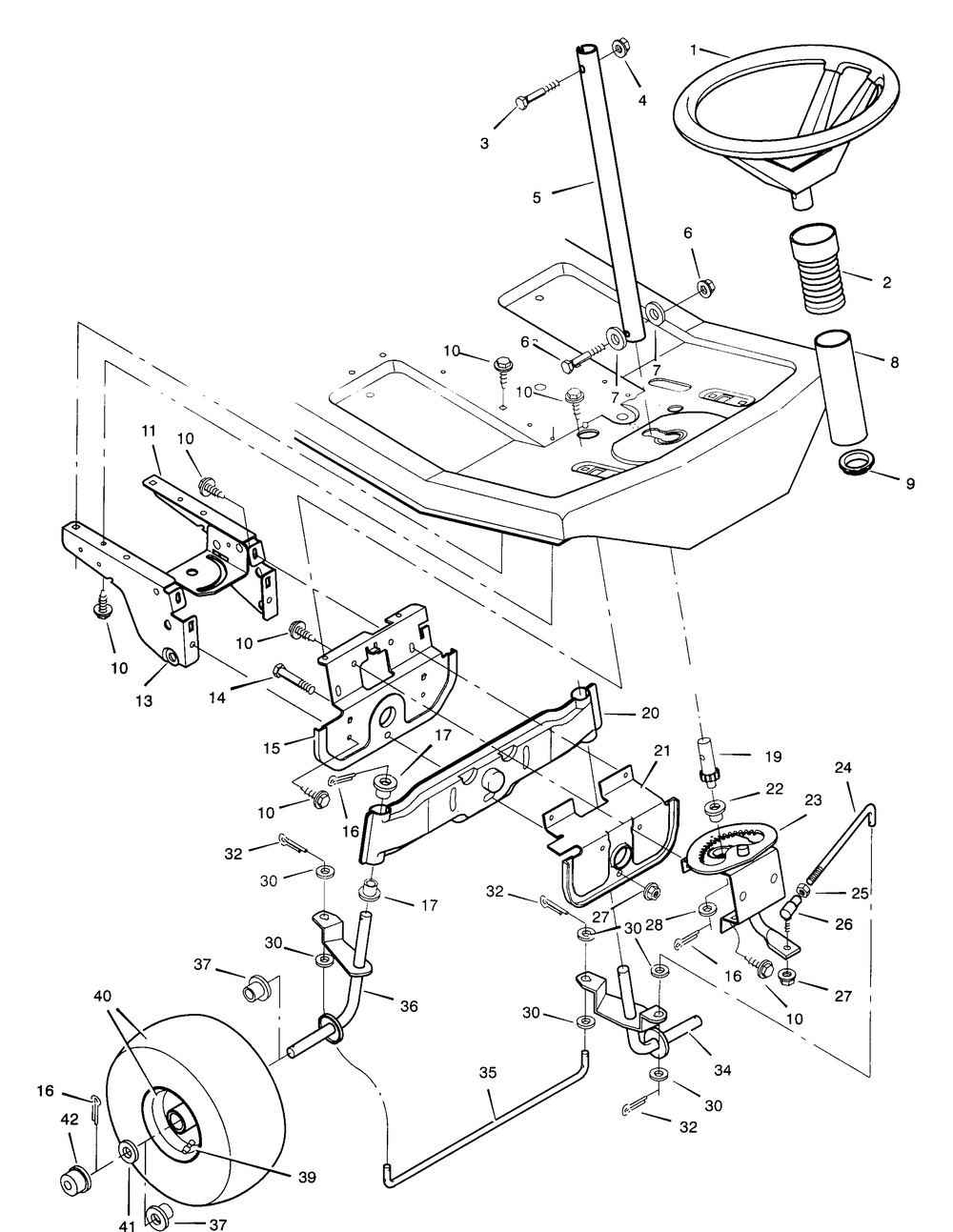 Steering Diagram and Parts List for 30577X7A  Briggs and Stratton Lawn Tractor